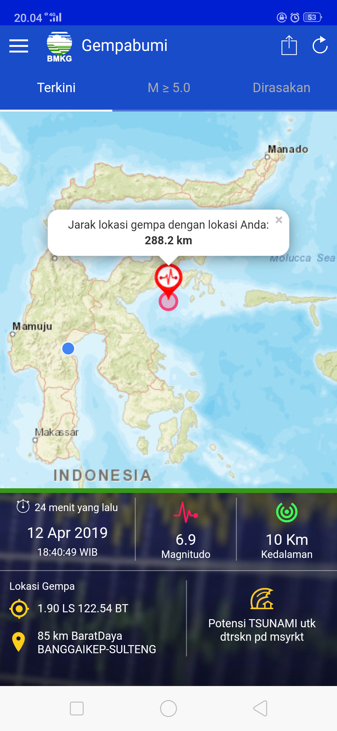 BREAKING NEWS : Gempa di Sulteng Berpotensi Tsunami
