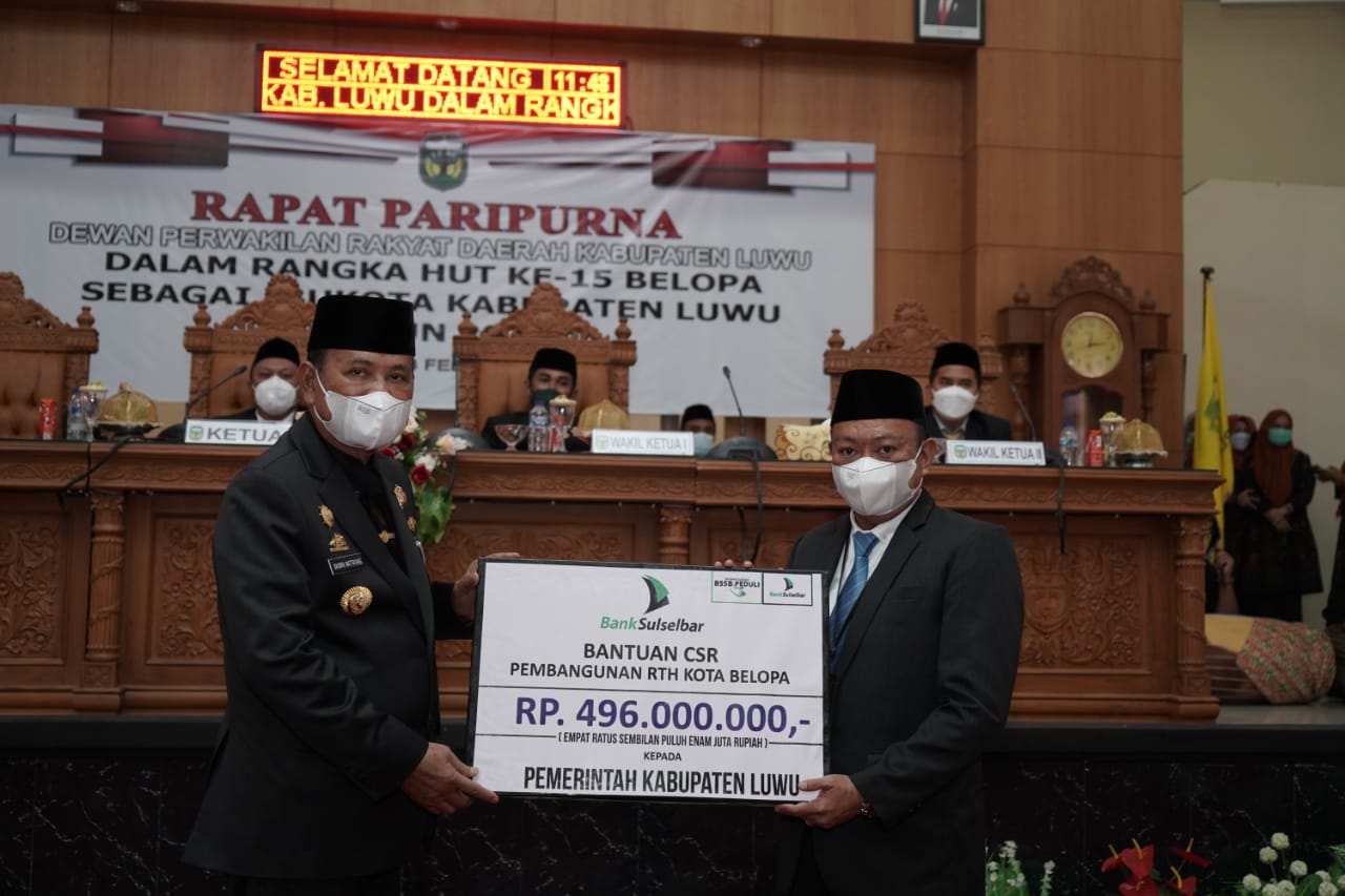 HUT Belopa, Pemkab Luwu Terima Bantuan Rp496 Juta dari Bank Sulselbar