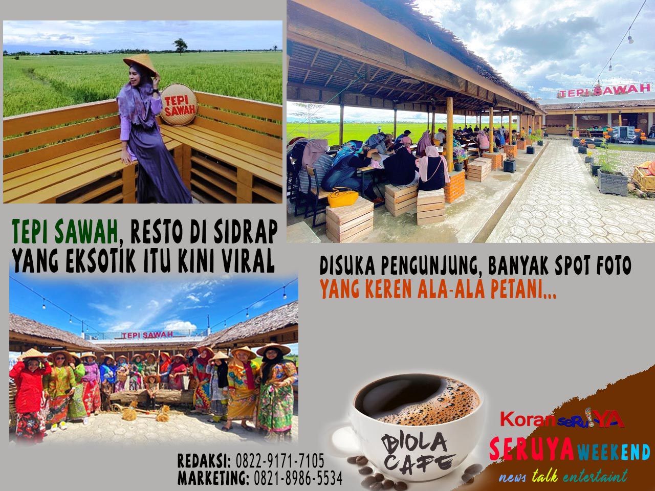 Tepi Sawah, Resto yang Viral di Sidrap, Padukan Konsep Budaya dan Edukasi Pertanian Tradisional Tempoe Doeloe