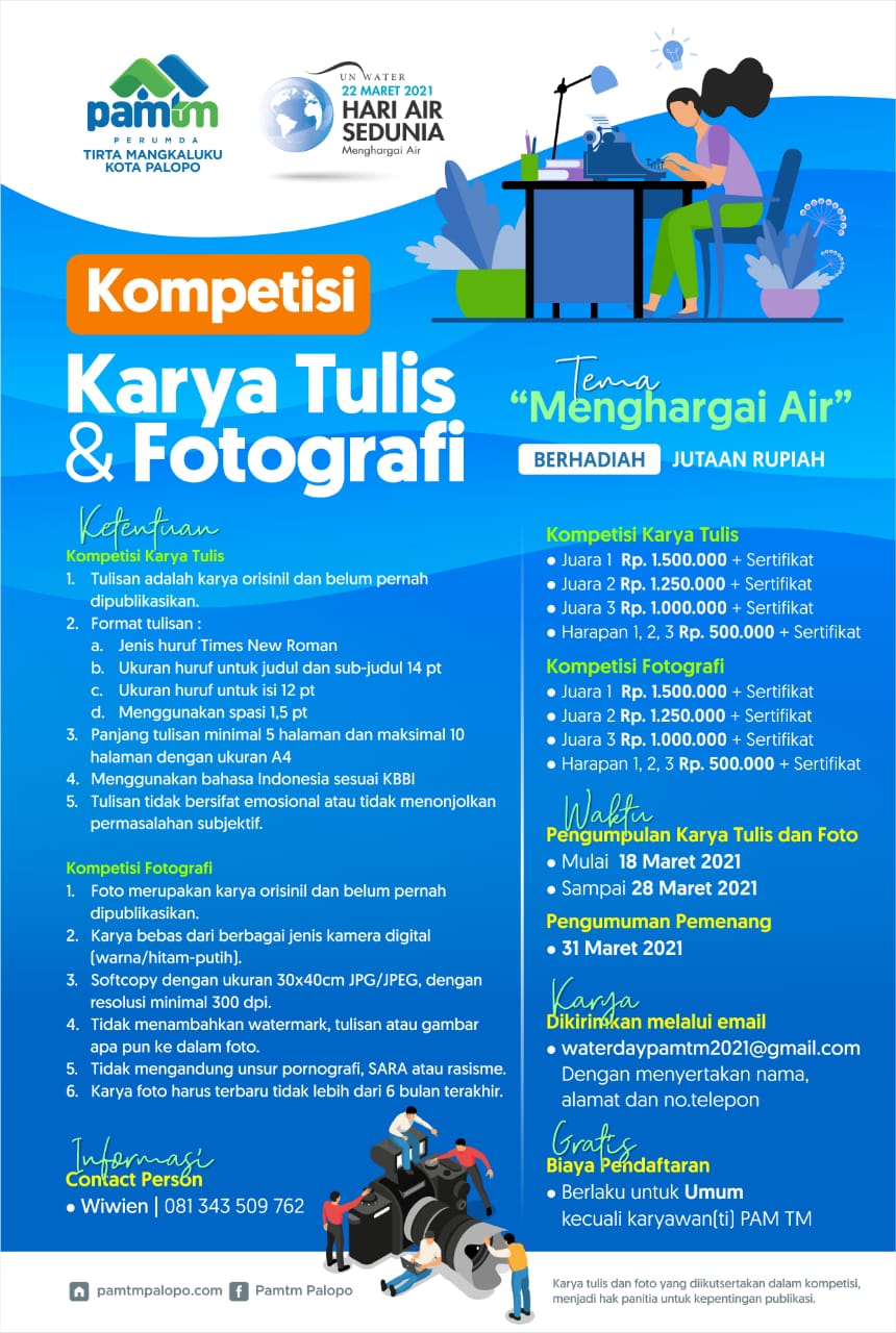Buruan! PAM TM Palopo Adakan Lomba Karya Tulis dan Fotografi, Hadiahnya Jutaan Rupiah