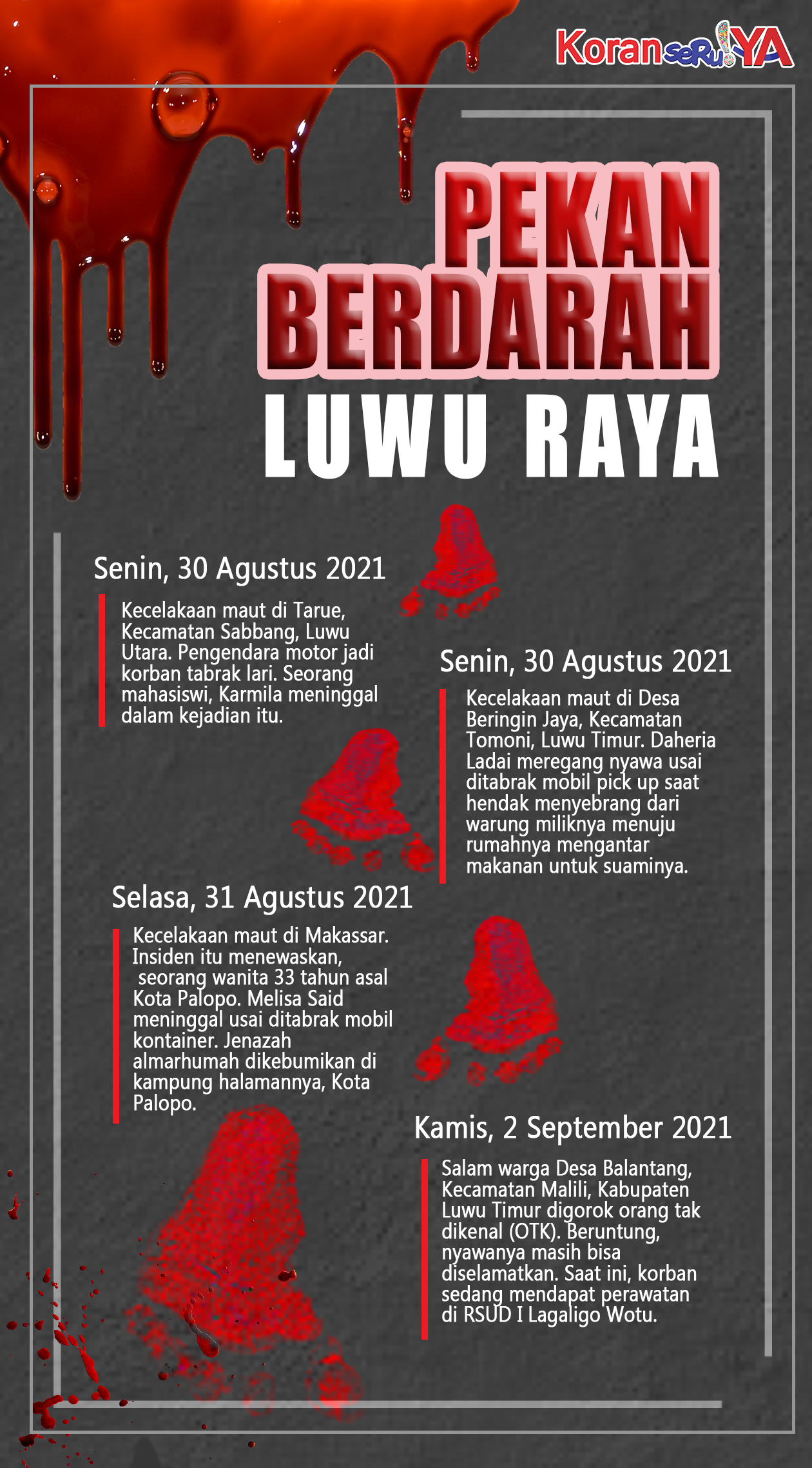 INFOGRAFIS : Pekan Berdarah Luwu Raya, Kecelakaan Maut Hingga Digorok OTK