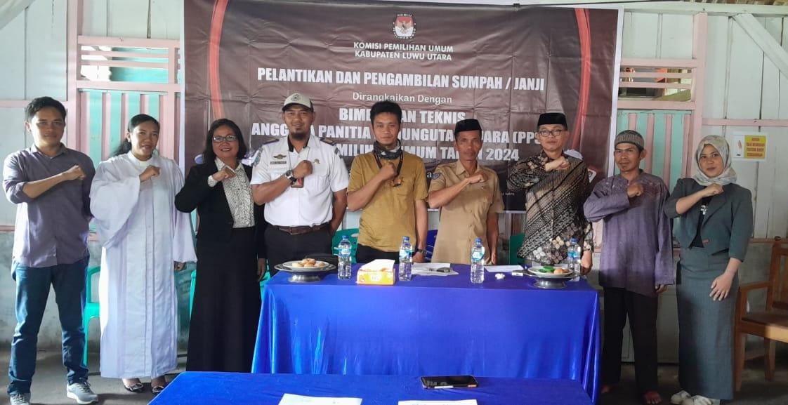 Akses Jalan Sulit Dijangkau, KPU Luwu Utara Gelar Pelantikan PPS Serentak di Tiga Tempat Terpisah