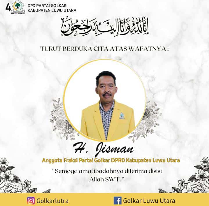 Luwu Utara Kembali Berduka, Anggota DPRD Partai Golkar Meninggal Dunia