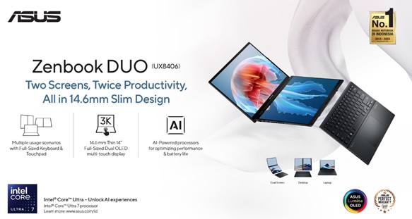 ASUS Zenbook DUO, Laptop Dual-Screen OLED Terbaik di Dunia