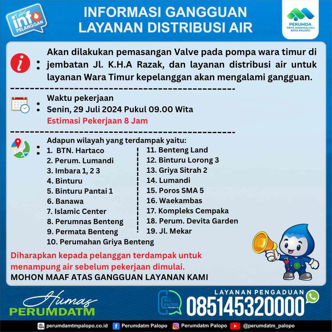 Bakal Pasang Valve di Pompa Air Wara Timur, Perumda TM Imbau Warga Tampung Air