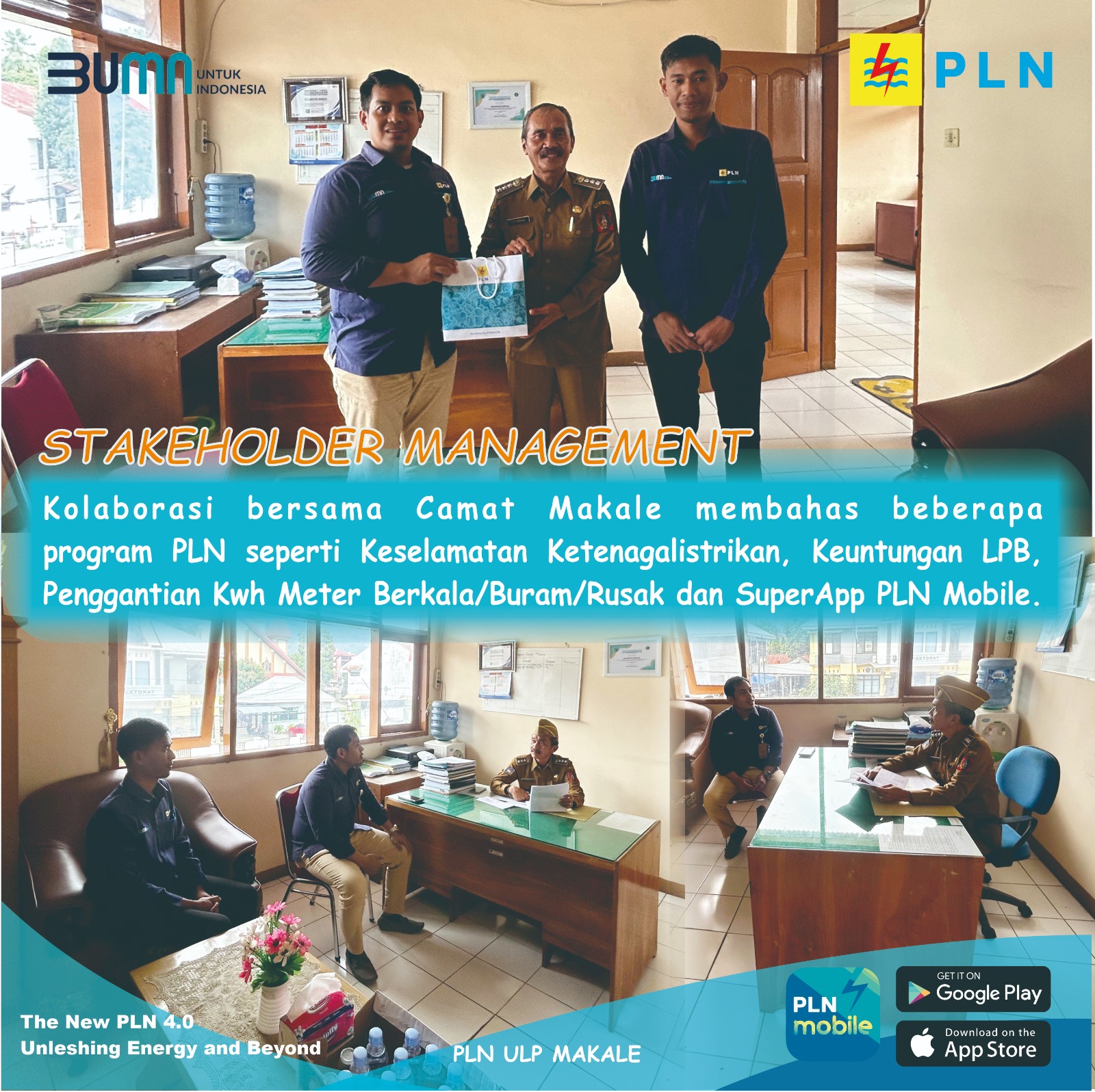 PLN ULP Makale berkolabarasi Camat Makale Ulas Progam PLN