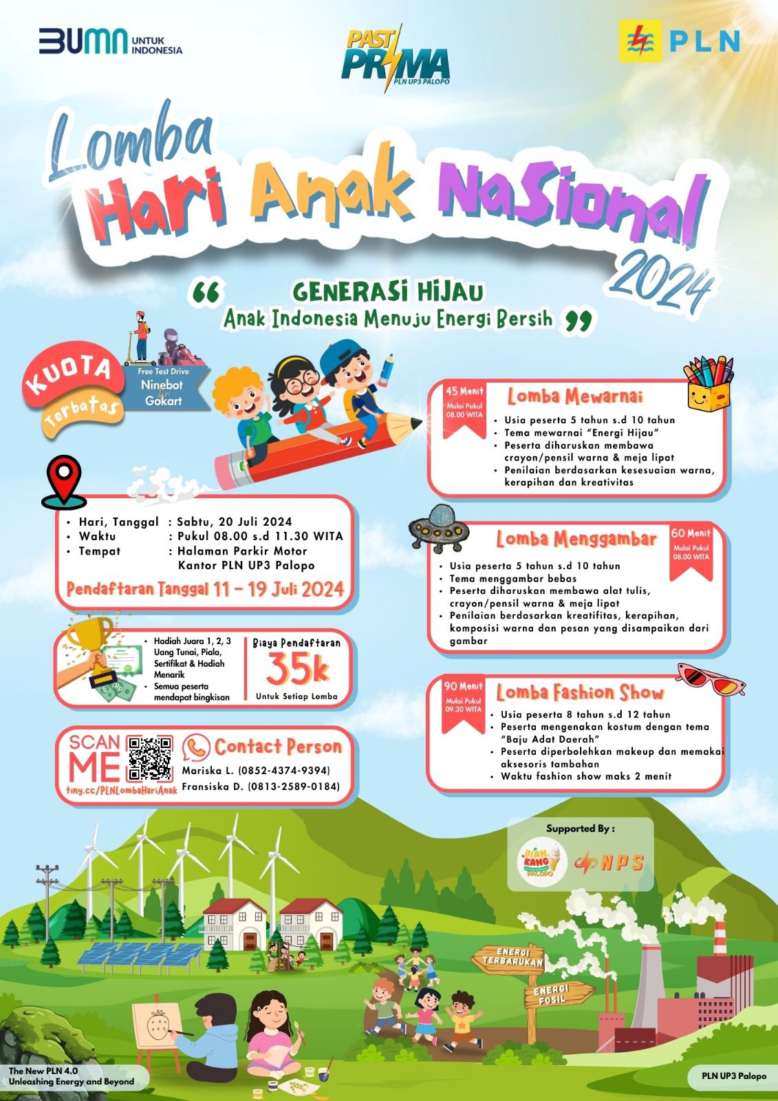 Meriahkan Hari Anak Nasional PLN UP3 gelar berbagai lomba dengan hadiah menarik dan Uang Tunai