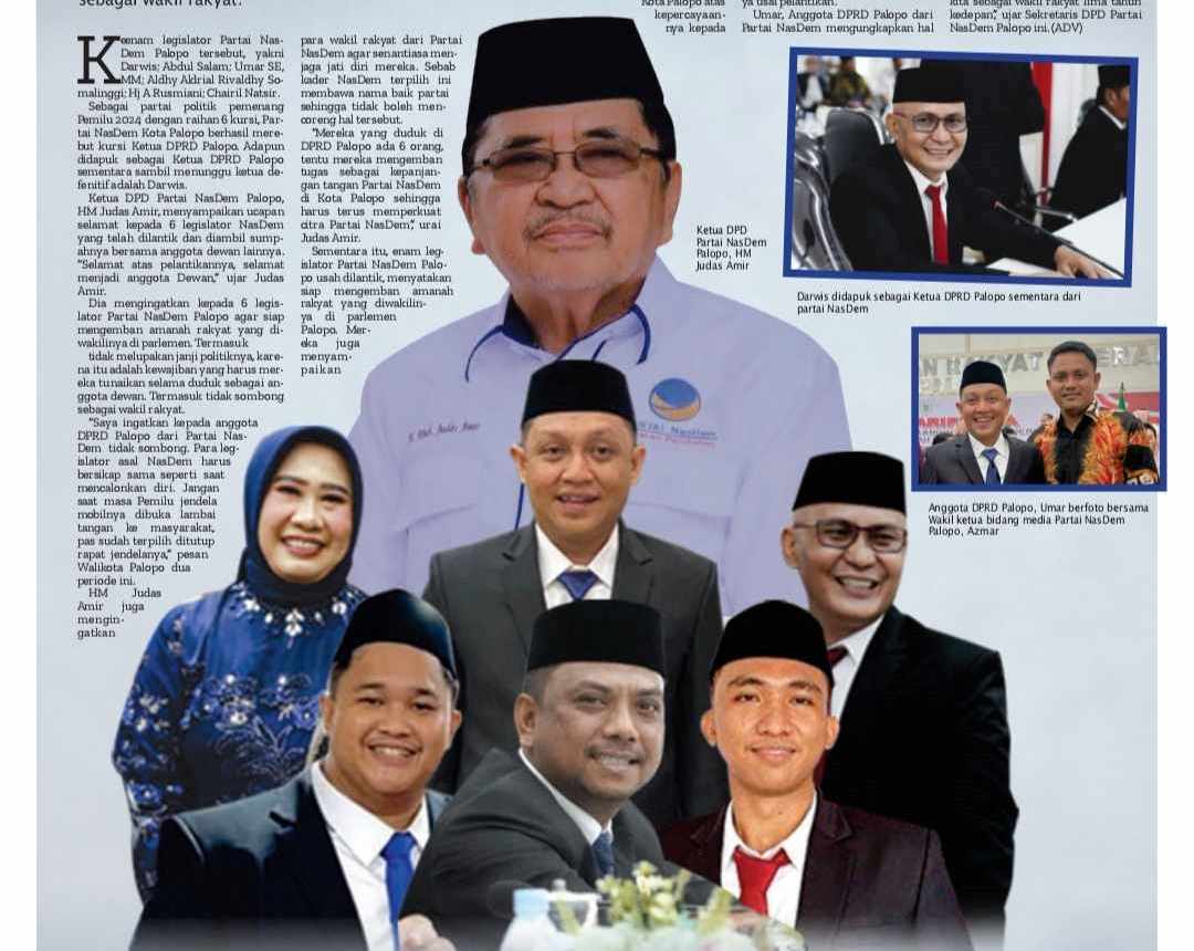 6 Legislator Partai Nasdem Palopo Telah Dilantik, HM Judas Amir: Jangan Sombong, Selalu Jaga Integritas di DPRD