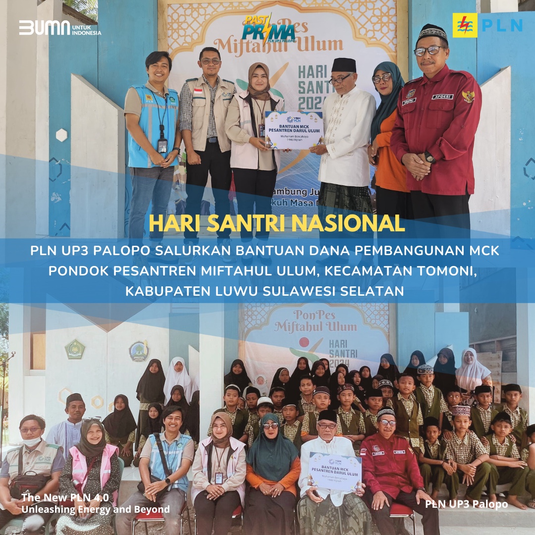 Hari Santri Nasional, PLN UP3 Palopo Bantu Pembangunan MCK Pondok Pesantren Mifyahul Ulum Timoni