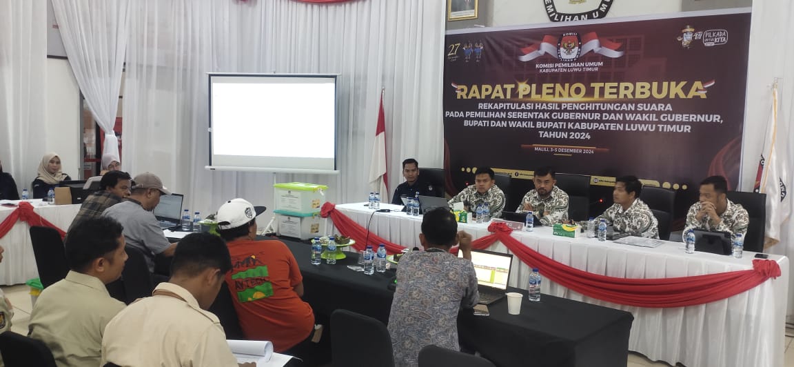 KPU Luwu Timur Mulai Rekapitulasi Hasil Perhitungan Suara Pilkada Serentak 2024