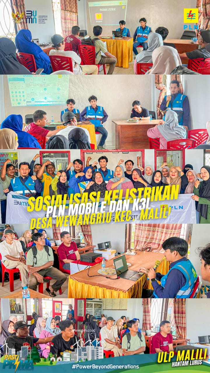 PLN ULP Malili Sosialisasikan Keselamatan Ketenagalistrikan dan PLN Mobile di Kantor Desa Wewangriu, Luwu Timur