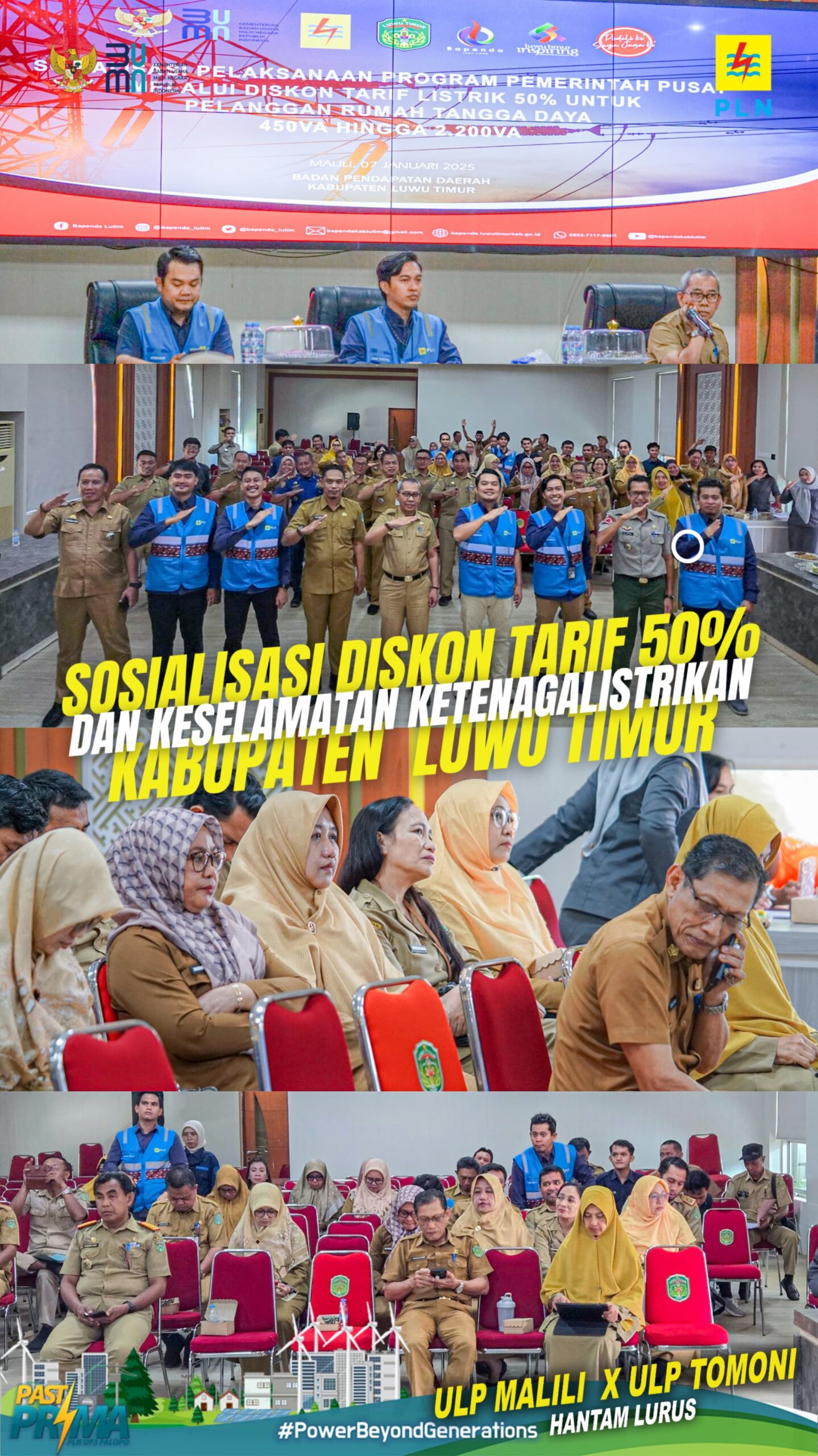 PLN ULP Malili dan Tomoni Sosialisasikan Keselamatan Ketenagalistrikan dan Diskon Tarif 50% Pada Jajaran Pemerintah Kabupaten Luwu Timur