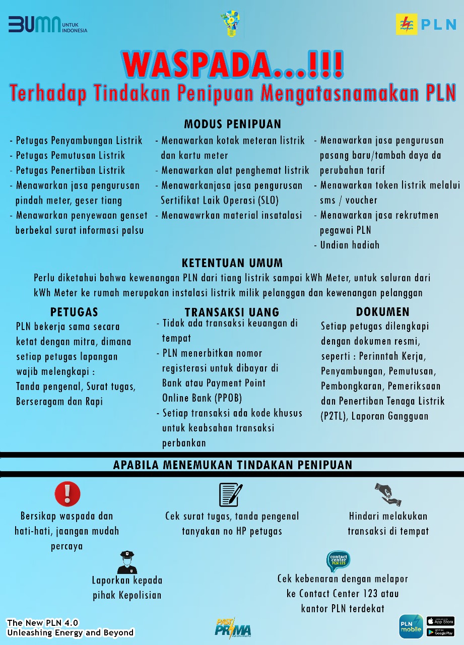 PLN ULP Rantepao Himbau Masyarakat Torja Utara Waspada Penipuan Mengatasnamakan PLN