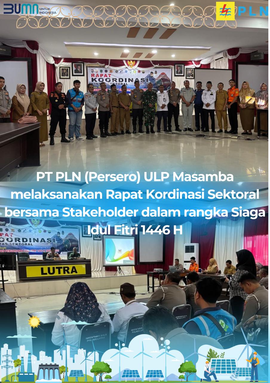PLN ULP Masamba Gelar Rapat Koordinasi Sektoral Bersama Polres Luwu Utara untuk Siaga Idul Fitri 1446 H