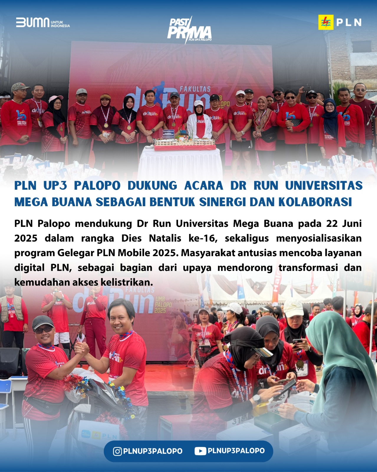 PLN UP3 Palopo Dukung Kegiatan DR RUN UMB sebagai Sinergi dan Kolaborasi 