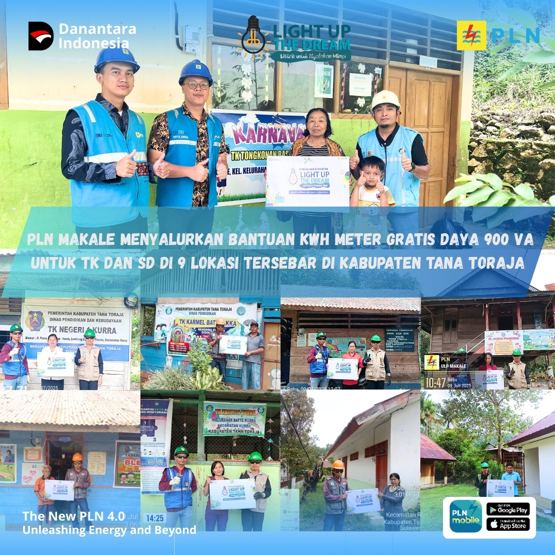 Program Light Up The Dream,PLN UP3 Palopo dan ULP Makale Salurkan Akses Listrik di 9 Lembaga Pendidikan 