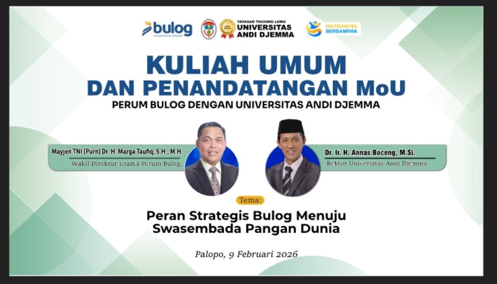 Unanda Palopo dan Perum Bulog Jalin Kerja Sama Strategis Bidang Ketahanan Pangan