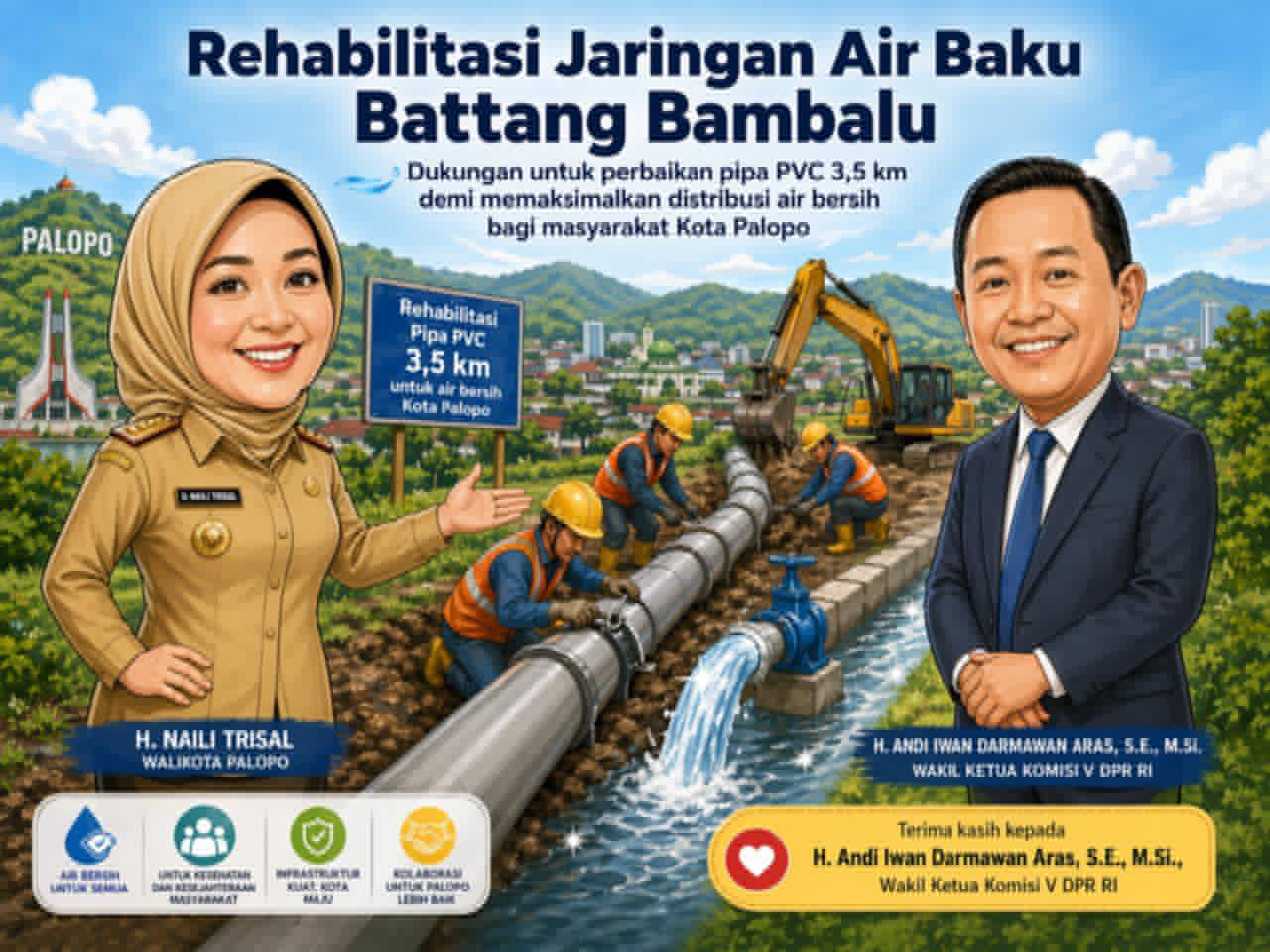 Perjuangan Walikota Naili Trisal untuk Air Bersih Palopo Berbuah Dukungan Pusat Rp23,99 Miliar