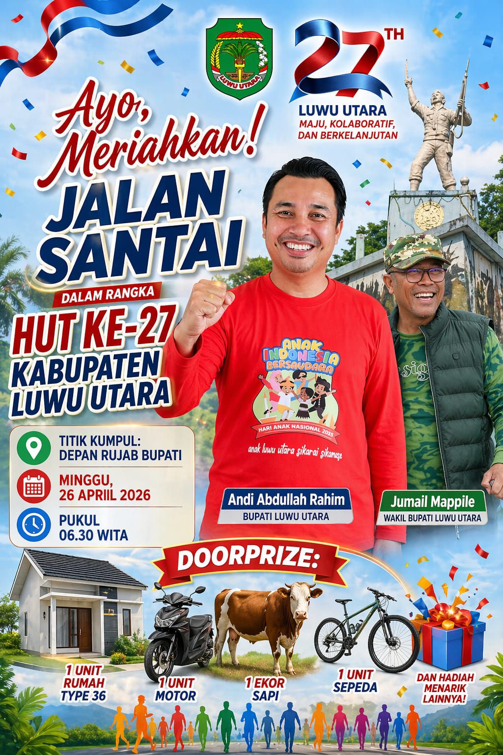 Jalan Santai HUT ke-27 Luwu Utara Berhadiah Rumah Hingga Sapi, Andi Rahim: Momentum Pererat Silaturahmi Bersama Masyarakat