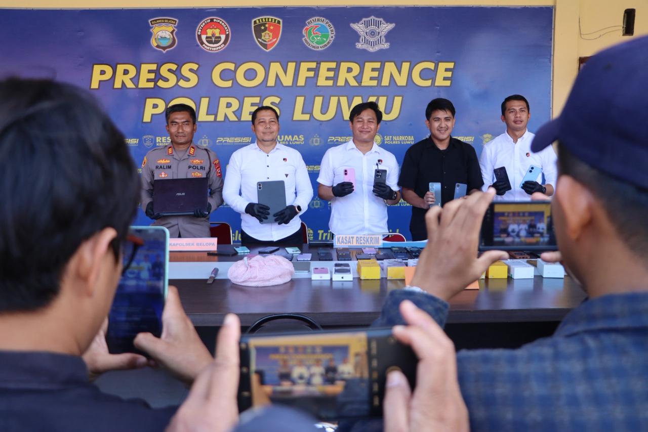 Bobol Rumah hingga Gasak Puluhan HP, Satreskrim Polres Luwu Ringkus 4 Pelaku Curat