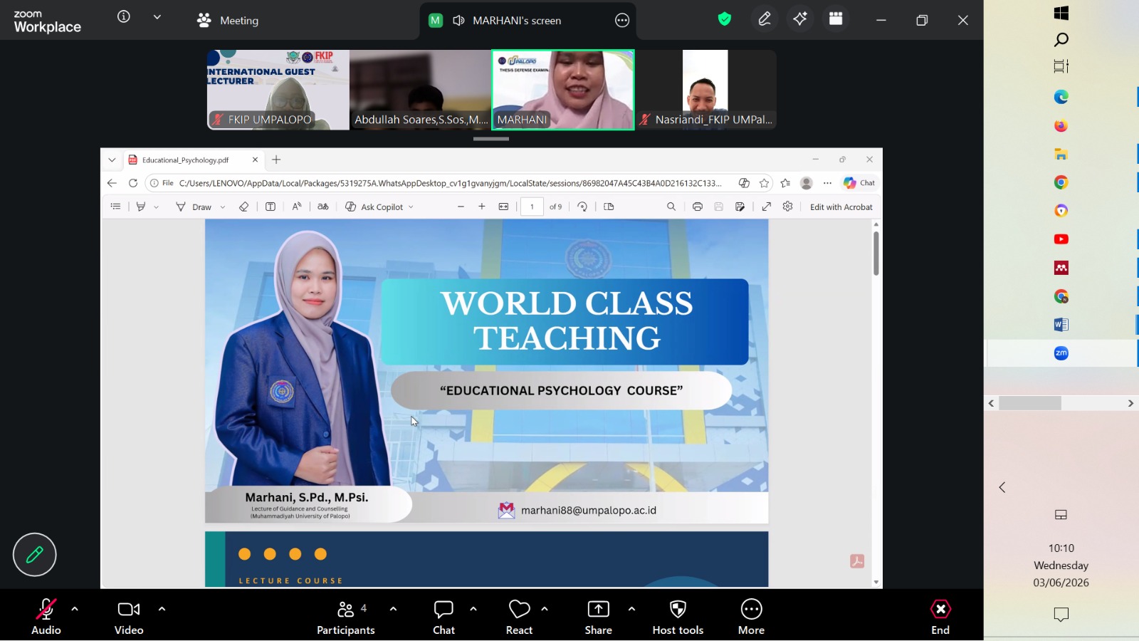 Perluas Jaringan Internasional, Dosen FKIP UMPalopo Jadi Narasumber International Guest Lecturer di Timor Leste