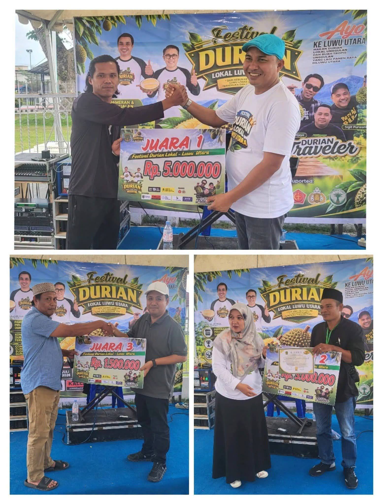 Durian “Pollo Wani” Juara Satu di Festival Durian Lokal Luwu Utara, Suparjo Rebut Rp5 Juta