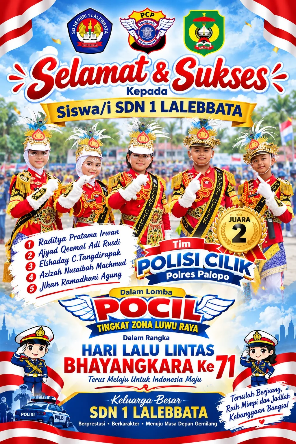 5 Siswa SDN 1 Lalebbata Perkuat Pocil Polres Palopo, Lolos ke Final Tingkat Polda Sulsel