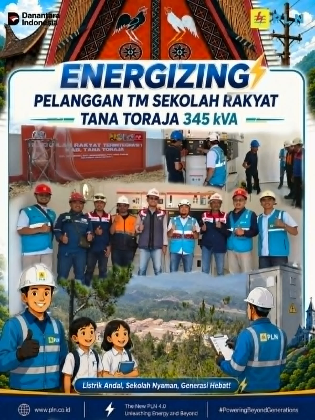 Dukung Peningkatan Sarana Pendidikan, PLN ULP Makale Energizing Tambah Daya Sekolah Rakyat Tana Toraja