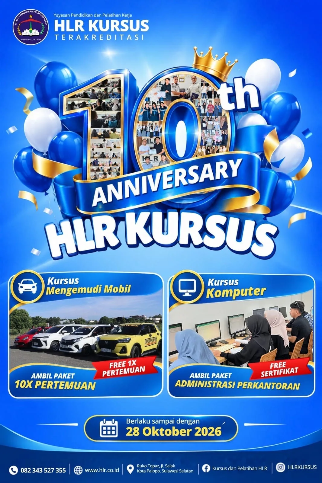 HLR Kursus Palopo Rayakan HUT ke-10, Tawarkan Promo Kursus Mengemudi dan Komputer hingga 28 Oktober 2026