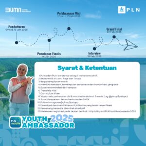 Ayo Ikuti PLN Mobile Youth Ambassador 2025,Total Hadiah 8 juta,Pemenang akan dikontrak PLN selama setahun  